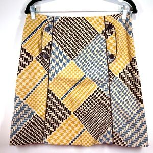 Maeve Skirt Women’s Size 4 Patchwork Houndstooth Velvet Mini Skirt